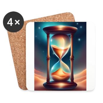 Un sablier sur le sable du désert - Dessous de verre (lot de 4) - blanc - Devant