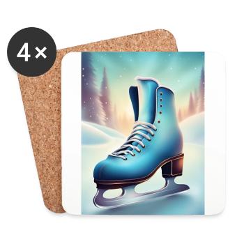Winterliches Eiskunstlauf-Hobby - Untersetzer (4er-Set) - Weiß - Vorne