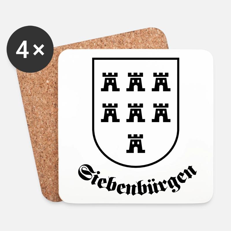 Sachsenwappen "Siebenbürgen" einfarbig - Untersetzer (4er-Set) - Weiß