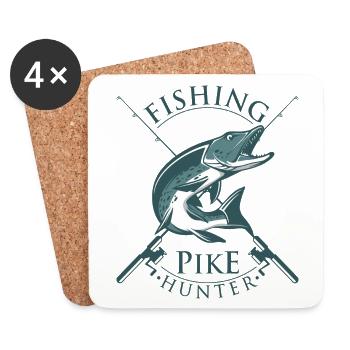 Hecht Angler Pike Hunter Fishing - Untersetzer (4er-Set) - Weiß - Vorne