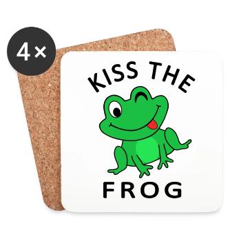 Frog Prince princess kisses frog - Coasters (set of 4) - white - Front