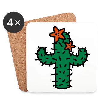 Cactus with flowers cactus with blossoms - Coasters (set of 4) - white - Front