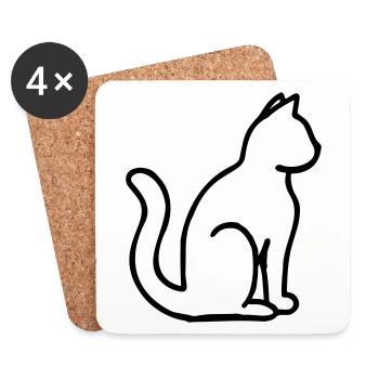 Kätzchen Stubentiger Katze Cat Kitten - Untersetzer (4er-Set) - Weiß - Vorne