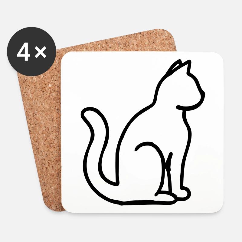 Kätzchen Stubentiger Katze Cat Kitten - Untersetzer (4er-Set) - Weiß