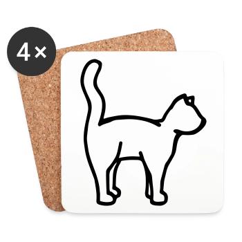 Cat outline cat silhouette - Coasters (set of 4) - white - Front
