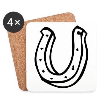 Horseshoe Horseshoe fer à cheval porte-bonheur - Dessous de verre (lot de 4) - blanc - Devant