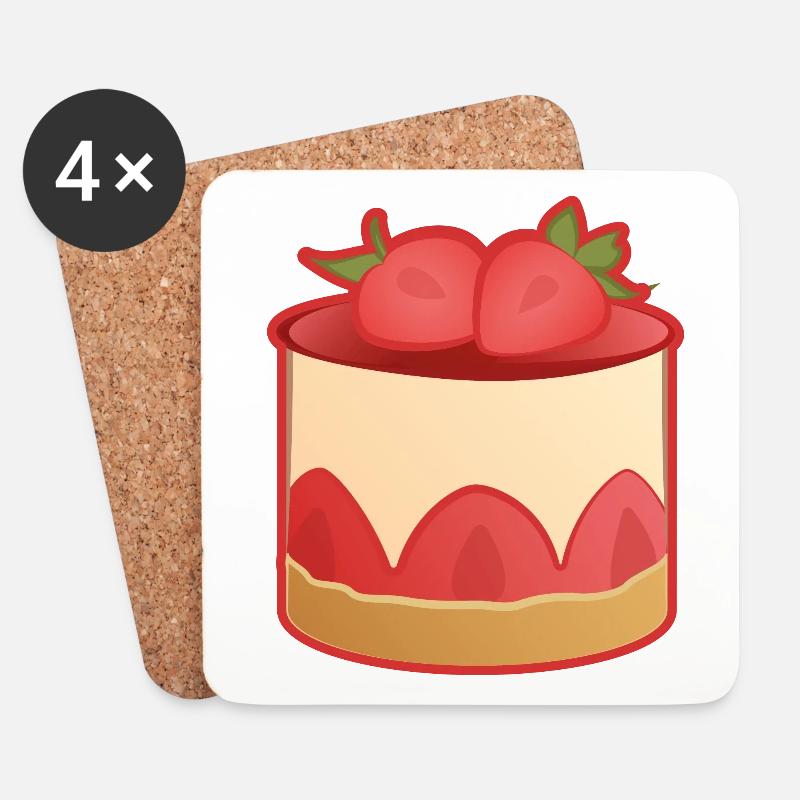 Französisch Erdbeerkuchen mit Erdbeere und Schlagsahne - Untersetzer (4er-Set) - Weiß