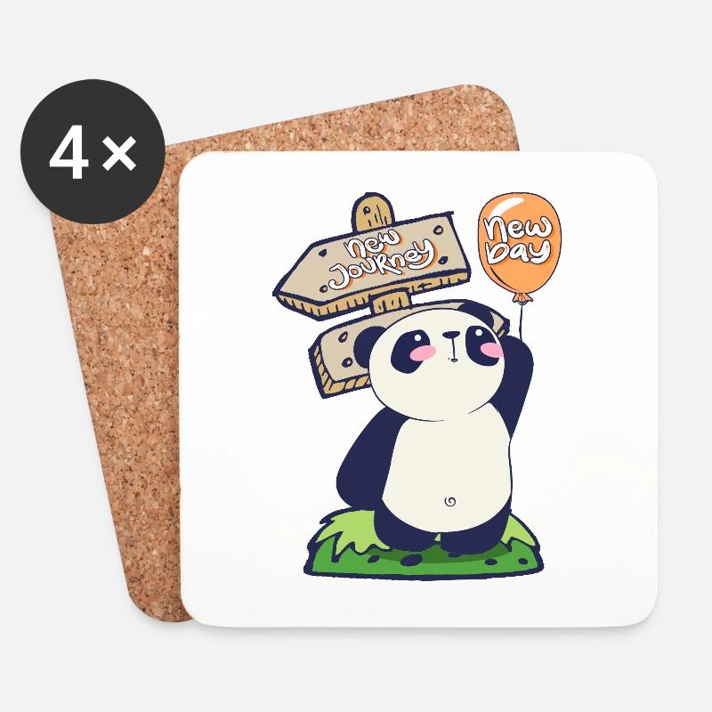 Panda Reise - Untersetzer (4er-Set) - Weiß