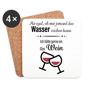 Wein trinken - Wasser - Untersetzer (4er-Set) - Weiß - Vorne