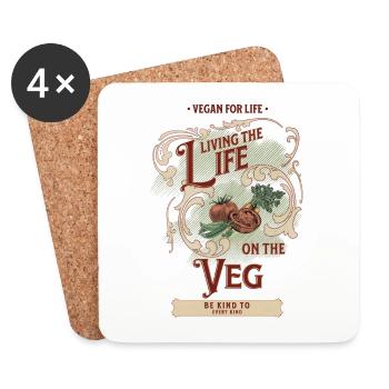Living the Life on the Veg Vegan Athlet - Untersetzer (4er-Set) - Weiß - Vorne