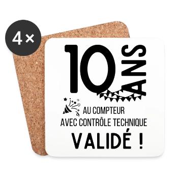 10 ans au compteur - Dessous de verre (lot de 4) - blanc - Devant