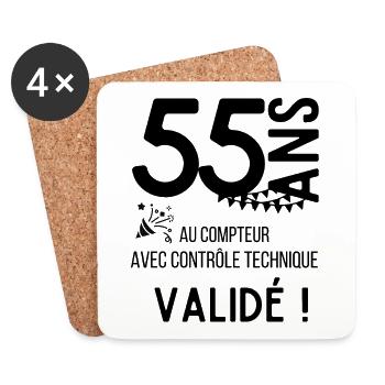 55 ans validé - Dessous de verre (lot de 4) - blanc - Devant