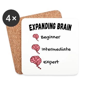 Expanding Brain Meme - Coasters (set of 4) - white - Front