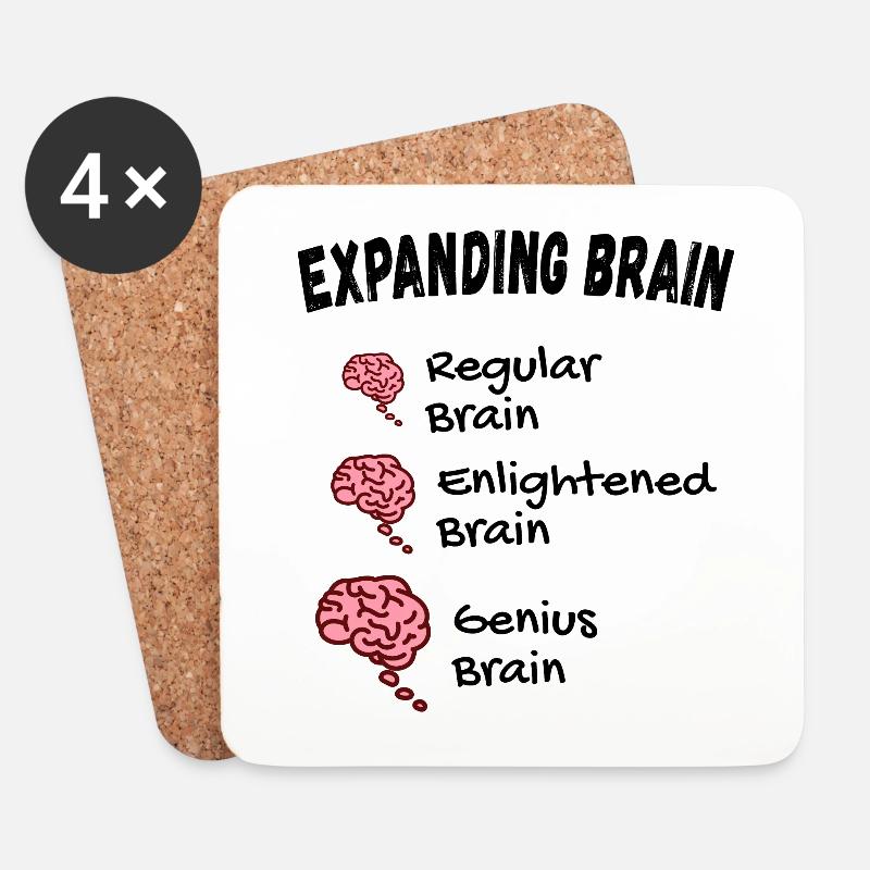 Gehirn erweitern - Expanding Brain Meme - Untersetzer (4er-Set) - Weiß