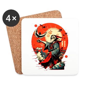 Magicien japonais Street Art, Graffiti Artwork - Dessous de verre (lot de 4) - blanc - Devant
