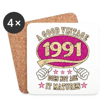 32nd Birthday 1991 32 Good vintage - Coasters (set of 4) - white - Front
