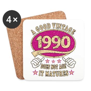 33rd Birthday 1990 33 Good vintage - Coasters (set of 4) - white - Front