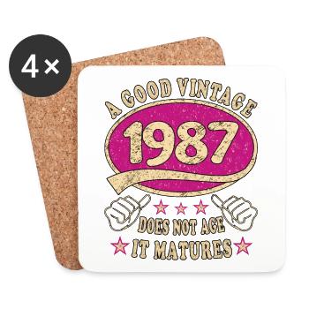 36ème anniversaire 1987 36er Bon millésime - Dessous de verre (lot de 4) - blanc - Devant