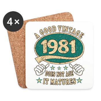 42ème Anniversaire 1981 42 Bon millésime - Dessous de verre (lot de 4) - blanc - Devant