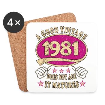 42ème Anniversaire 1981 42 Bon millésime - Dessous de verre (lot de 4) - blanc - Devant