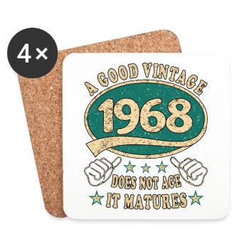 55ème Anniversaire 1968 '55 Bon Millésime - Dessous de verre (lot de 4) - blanc - Devant