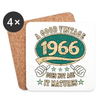 57ème anniversaire 1966 '57 Bon Millésime - Dessous de verre (lot de 4) - blanc - Devant