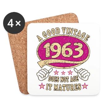 61e anniversaire 1963 61 Bon millésime - Dessous de verre (lot de 4) - blanc - Devant