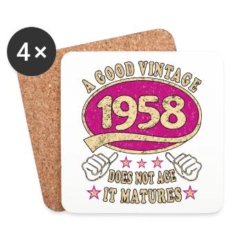 65th Birthday 1958 '65 Good Vintage - Coasters (set of 4) - white - Front