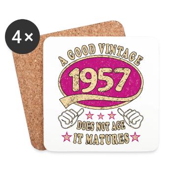 66th Birthday 1957 '66 Good Vintage - Coasters (set of 4) - white - Front
