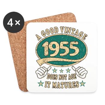 68ème anniversaire 1955 '68 Bon Millésime - Dessous de verre (lot de 4) - blanc - Devant