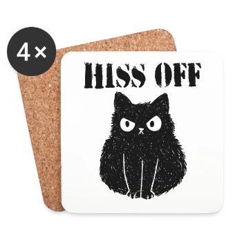 Hiss off, Angry black cat - Coasters (set of 4) - white - Front