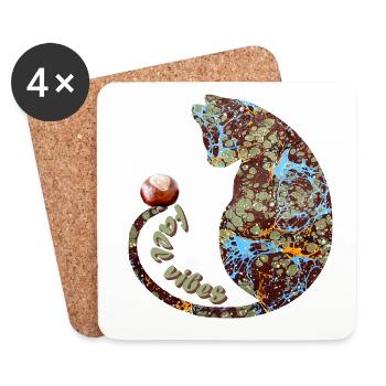 katze mit kastanie e 85 - Untersetzer (4er-Set) - Weiß - Vorne