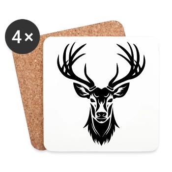 Cerf - Dessous de verre (lot de 4) - blanc - Devant