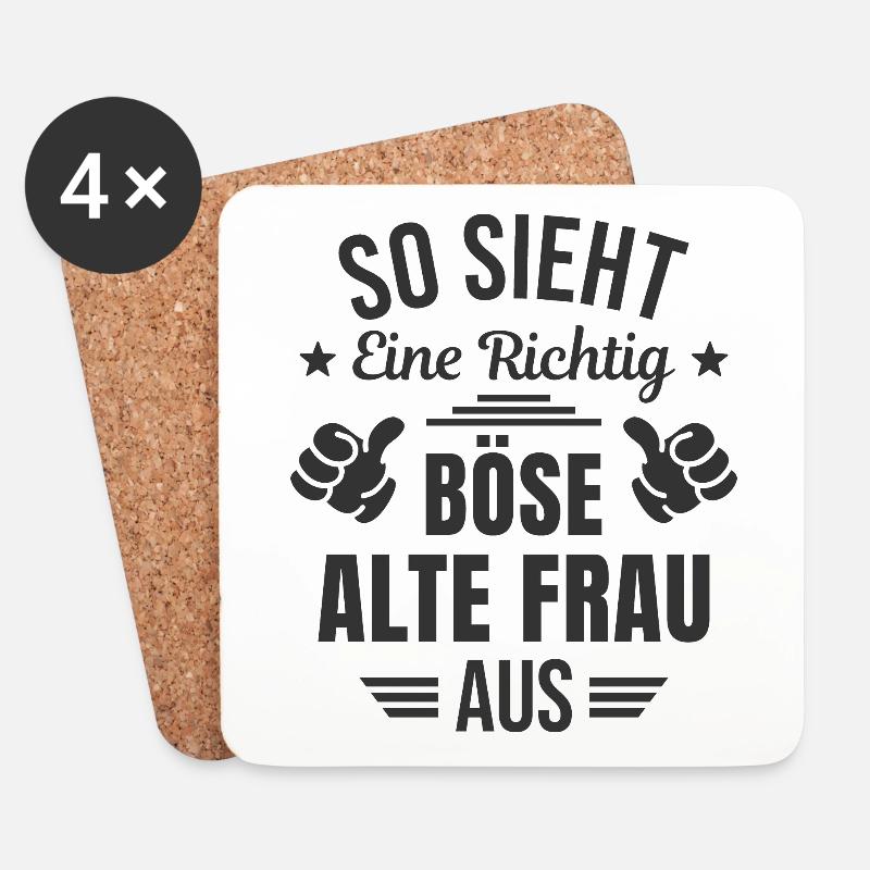 Böse Alte Frau Sarkasmus Spruch Lustig - Untersetzer (4er-Set) - Weiß