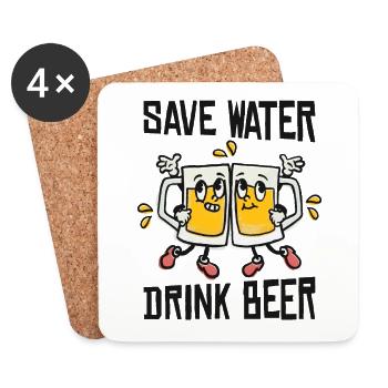 Spare Wasser Trinke Bier - Untersetzer (4er-Set) - Weiß - Vorne
