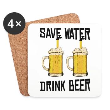 Spare Wasser Trinke Bier - Untersetzer (4er-Set) - Weiß - Vorne
