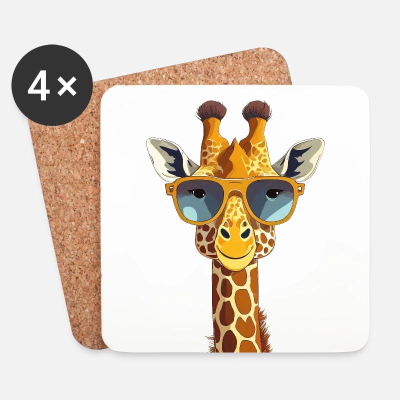 Giraffe mit Sonnenbrille - Untersetzer (4er-Set) - Weiß