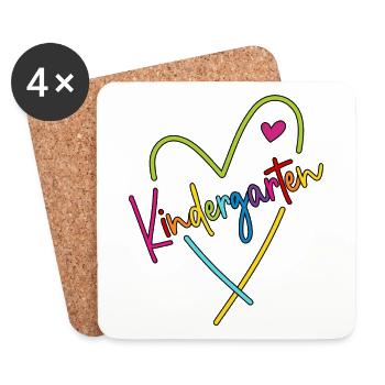 Cœur de maternelle - Dessous de verre (lot de 4) - blanc - Devant