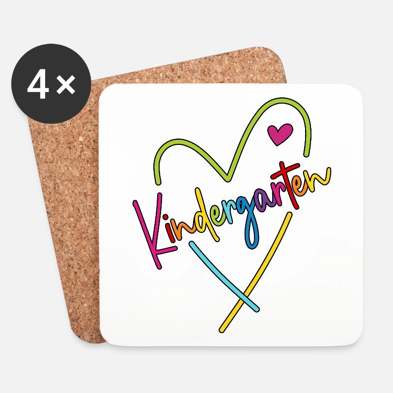 Kindergarten Herz - Untersetzer (4er-Set) - Weiß