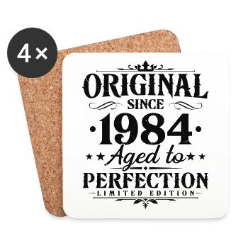 Original 1984 Jahrgang Vintage Retro Geburtstag - Untersetzer (4er-Set) - Weiß - Vorne