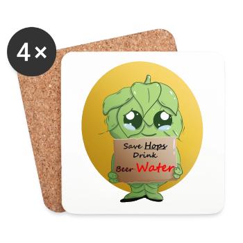 Save hops - houblon - bière alcool apéro - Dessous de verre (lot de 4) - blanc - Devant