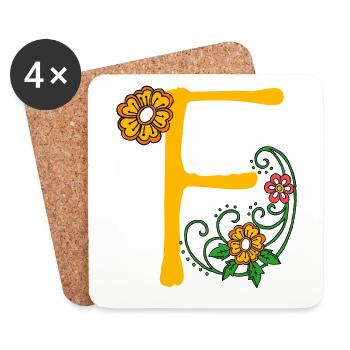 Fleur30 F - Dessous de verre (lot de 4) - blanc - Devant