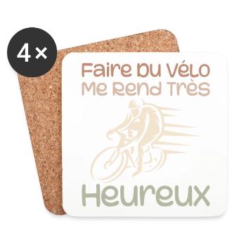 Cycling Makes Me Very Happy - Cycling - Coasters (set of 4) - white - Front