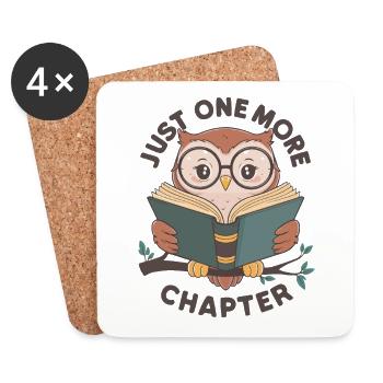 Nur noch ein weiteres Kapitel, Bücherwurm Eule - Untersetzer (4er-Set) - Weiß - Vorne