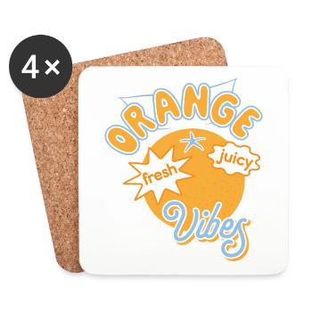 Orange Vibes Juicy Fruits Summer Sun - Coasters (set of 4) - white - Front