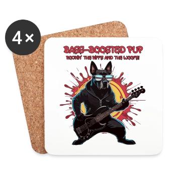 Bass-Boosted Pup Rockin' the Riffs and the Woofs! - Coasters (set of 4) - white - Front
