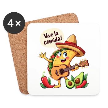 Taco Fiesta avec guitare et flair hispanique - Dessous de verre (lot de 4) - blanc - Devant