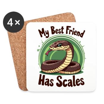 My best friend has scales Snake Lover - Coasters (set of 4) - white - Front
