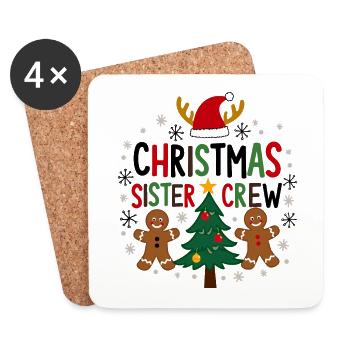 Weihnachts Schwester Crew - Festliches Design - Untersetzer (4er-Set) - Weiß - Vorne