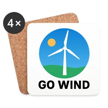 Support Wind Energy – Clean Power Symbol - Coasters (set of 4) - white - Front